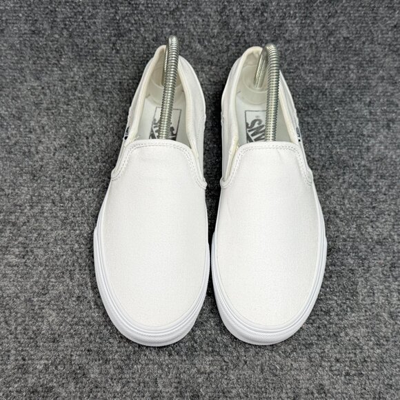 Vans Slip On Shoes Women's Size 7.5 White Canvas Athletic Retro Skate Sneakers - Picture 3 of 11